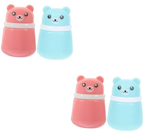 TOYANDONA 4stücke Cartoon Bären Babypuder Puff-flasche Tragbare Powder Puff Box Für Talkumpuder Körperpuder Und Kosmetik Neugeborenen Zubehör