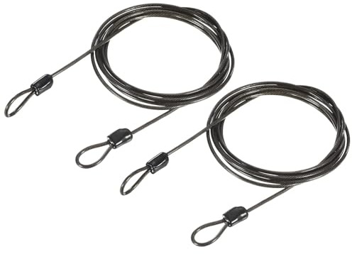 TOP-VIGOR 2 st säkerhetsstålkabel, 2,5 mm x 2 m/6,56 fot belagd säkerhetsvajer dubbel ögla flexibelt säkerhetskabellås för utomhus resor bagage cykel, svart
