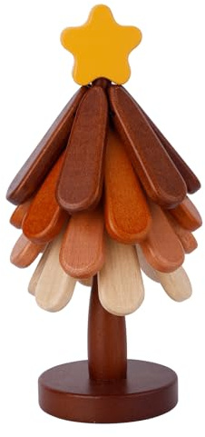 Wooden Tree Trivets with Star, Tree Shaped Wood Trivet Set Hot Dish Tripod Teapot Hot Pot Coasters Teapot Coasters Christmas Tree Trivet for Hot Dishes Countertop Pads Decorative Table Decor