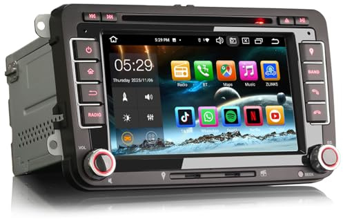 Android 14 4GB+64GB 8-Kern Autoradio GPS Navi für VW Passat B6 Golf V VI Touran Skoda Seat Tiguan Jetta T5 Sharan Polo 7 Zoll DVD Player CarPlay Android Auto DAB+ WiFi 4G FM Bluetooth 5.0 OPS USB A2DP