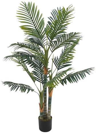 Konstgjord palm, konstgjord simulering bonsai växt, 150 cm, realistisk design PE-blad, dekorativ inomhusväxt i kruka, dekoration för hem, trädgård