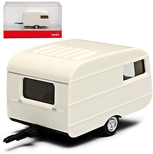 QEK Junior Wohnwagen Anhänger Weiss DDR 1974-1990 H0 1/87 Herpa Modell Auto mit individiuellem Wunschkennzeichen