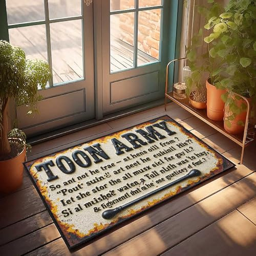 Farmhouse Front Door Mat Toon Army: A Quirky Tribute To Classic Cartoons Doormat Decorations For The Kitchen Home Bar Decor(40X60CM)