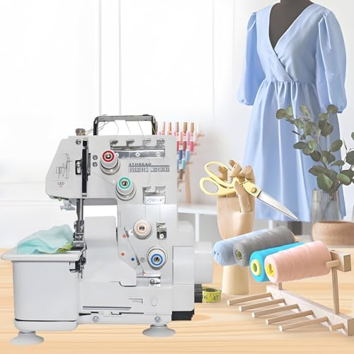 LZDOYY Máquina de Coser overlock Industrial, Resistente, con Marco metálico y Capacidad para 3 o 4 Puntadas, con luz LED y 1200 Puntadas por Minuto.