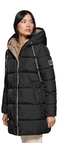 Polo Club Abrigo Reversible de Mujer en color Negro y con Capucha fija - Chaqueta Invierno