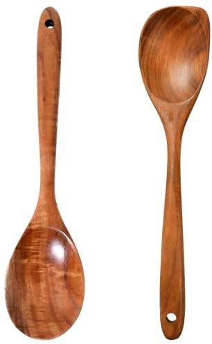 Wooden Spoons for Cooking, 2Pcs Heat Resistant Kitchen Utensils Set