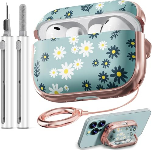 Inesore for AirPods Pro 3 Case (2025) with Lock-Green Daisy
