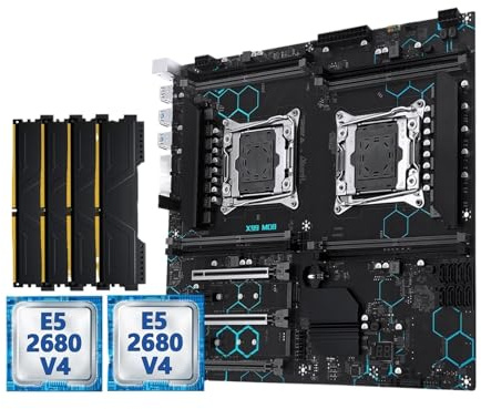 Kit de Placa Base con CPU Dual X99 MD8, Servidor Opcional Xeon E5 2680 V4 LGA2011-3 DDR4 de 32 GB C612(Motherboard+CPU+RAM)