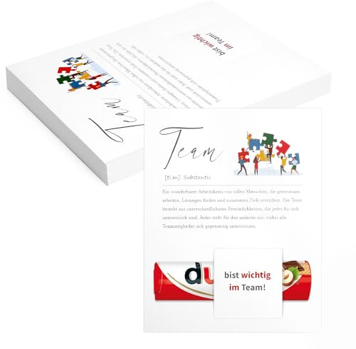 50er Set Team Karte Teamkarte für Kollegin Team Geschenk für Kollegen | Mitarbeiter, Abschiedskarten für Büro Arbeit Kleine Geschenke Mitarbeiter Weihnachten Grußkarte Dankeskarte Dankeschön Chef