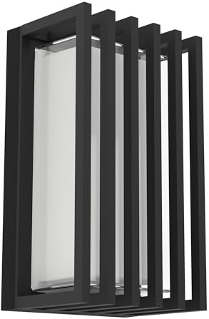Eglo LED Outdoor wall Light Grottazzolina, Rectangular Porch lamp, Outside Lighting, Aluminium louvre in Black, Warm - Neutral - Cool White, IP65