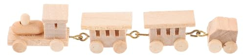 Abaodam Mini Train en Bois Miniature Décoratif pour Maison de Poupée, Modèle de Train Soi-même, Décoration Garçon et Filles en Bois Naturel, Ornement Sûr et Solide, Présent pour Chambre