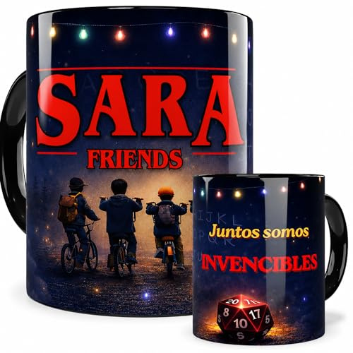 Taza personalizada con nombre y dedicatoria diseños inspirados en series y películas estilo retro ciencia ficción y cultura regalo original amigos dia del padre para cumpleaños y fans (BLACK EDITION)
