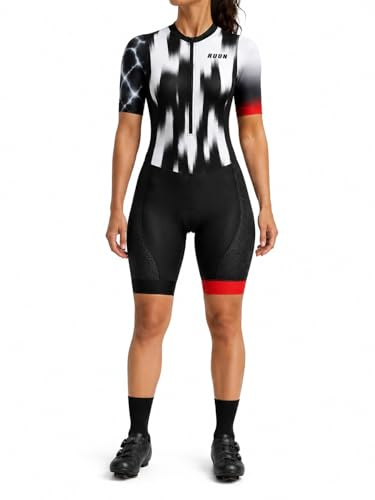 RUUN Women's Aero Cycling Skinsuit One Piece Bike Racing Suit with Padded Shorts Breathable Quick Dry Triathlon Road Bodysuit
