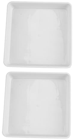 SOLUSTRE Vassoio Quadrato in Plastica Bianco 40X40 CM, 2 Sottovasi per Piante da Vaso, per Uso Interno e Terrazzi, Supporto Drenante per Vasi Medi e Grandi