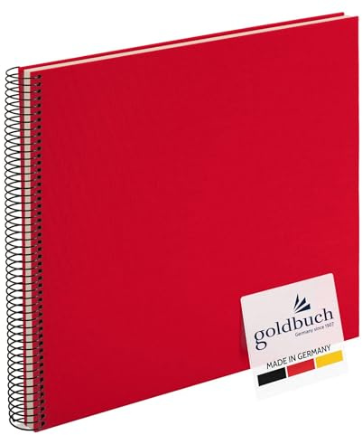 goldbuch Bella Vista 25373 Album Photo à Spirales 35 x 30 cm avec 40 Pages Blanches Album Photo en Lin pour Photos et Photos à Coller Rouge