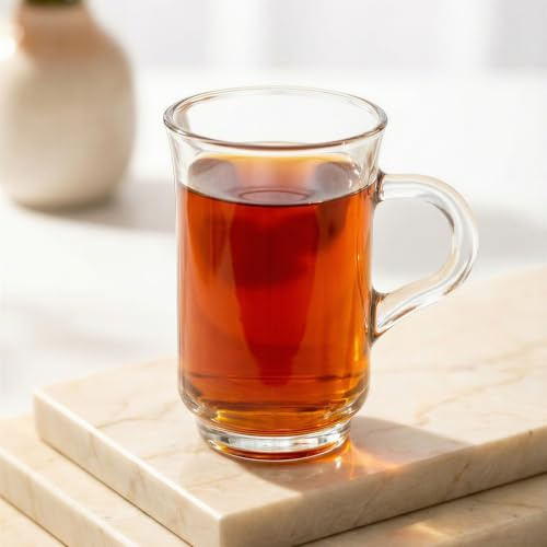 Gürallar Artcraft ADA ada408 Wasserglas Teeglas Mokkaglas mit Henkel Tee Mokka Bardak 6 Stück Glas