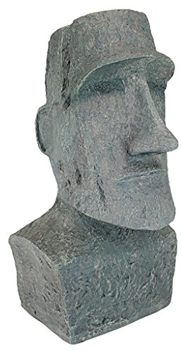 Design Toscano Easter Island Ahu Akivi Moai Monolith Garden Statue, Large 61 cm, Polyresin, Grey Stone