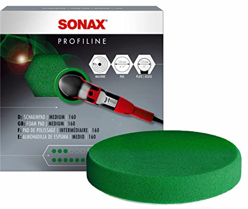 SONAX SchaumPad medium 160 (1 Stück) mittelharter feinporiger Schwamm zum maschinellen Polieren von Lacken | Art-Nr. 04930000