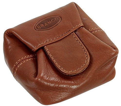 Branco Geldsäckchen Mini Geldbörse Münzbörse Minibörse Schütter Kleingeldbörse Geldbeutel Leder 6,5cm Farbe Braun