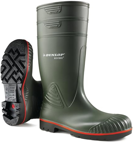 DUNLOP Protective Footwear, A442631, Acifort Heavy Duty Full Safety, Verde Foncé/Rouge, Taglia 39 EU