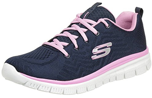 Skechers Women's Graceful Get Connected Sneaker, Navy Mesh Pink Trim, 7 UK