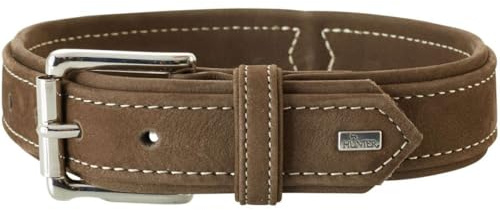HUNTER HUNTING Hundehalsband, Leder, Nubuk, robust, weich, 55 (M), braun