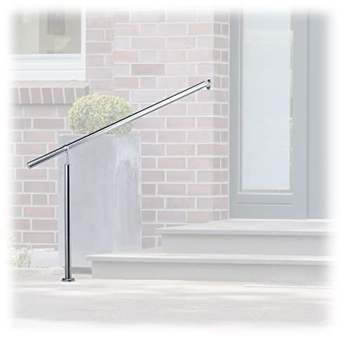 Relaxdays 10022622_632 Rampe d’escalier, Main Courante INOX, intérieur extérieur entrée Maison, Fixation Mur, 150x80 cm, Argent