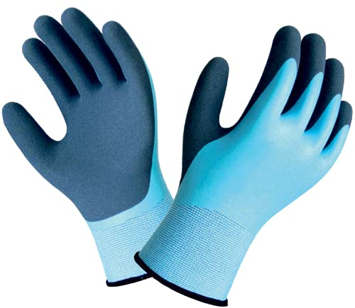 KALEAS Universal Arbeitshandschuh Gartenhandschuh Montagehandschuh Feinstrick 13G mit Latexbeschichtung rutschfest wasserdicht atmungsaktiv (23015) (9)