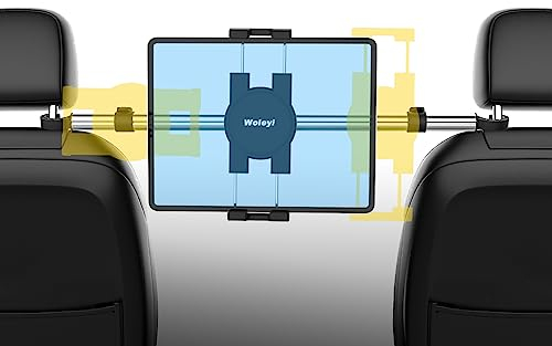 Kopfstützen Auto Tablet Halterung Mitte, woleyi Anti Shake KFZ Tablet Kopfstützenhalter mit 360° Drehbar für iPad Pro 9.7, 10.5, 12.9 Air Mini, iPhone, Galaxy Tabs, Switch, mehr 4-13 Handy und Tablet