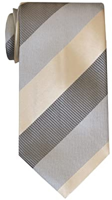 Remo Sartori - Cravatta in Pura Seta Regimental a Righe Larghe, Made in Italy, Uomo (beige)