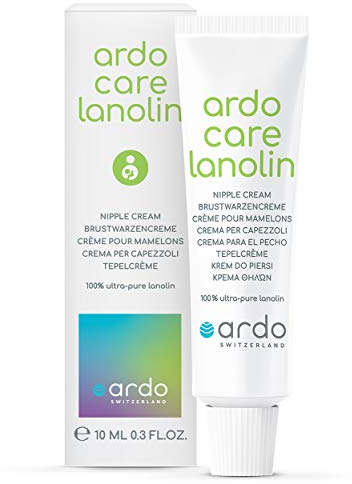 Ardo Care Lanolin Brustwarzensalbe 10ml, beruhigt schützt & pflegt deine Brustwarzen beim Stillen, ultra-reines Lanolin aus Wollfett Wollwachs (Nippelcreme Still-Salbe Nipple Cream Balm Brust Stillen)