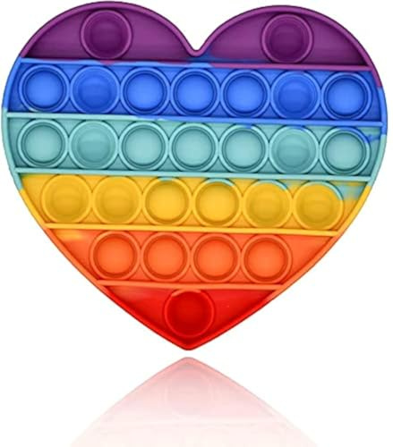 KUNSTIFY POP IT Fidget Toy Antistress Spielzeug für Erwachsene und Kinder Anti Stress Sensorik Popit Figetttoys Fidget Toy Set Figuren Figet Squishy Set Bubble Push pop (Regenbogen Herz)