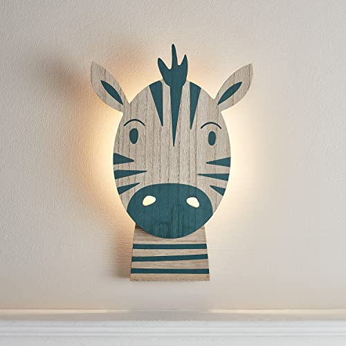 Lights4fun Aplique Infantil Cebra con 18 LED Blancos Cálidos a Pilas para Adorno Habitación Niños
