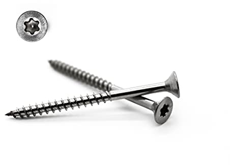 100 Stück Spanplattenschrauben 3x50 mm - A2 - Edelstahl - Torx - TX10 - Senkkopf - Teilgewinde - Holzschrauben - Schrauben (100, 3x50 mm)