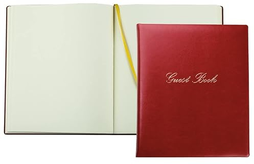 DELMON VARONE - Premium Gästebuch aus veganem Eco Kunstleder rot - Blanko Buch Hochzeitsgästebuch gebunden mit Hardcover Einband und Merkband für Hochzeit, Taufe, Geburtstag, Geburt und Kommunion
