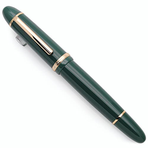 JINHAO X159 Harz Füllfederhalter mit Tinte Konverter (Feine Feder, Dunkelgrün mit Gold Clip)