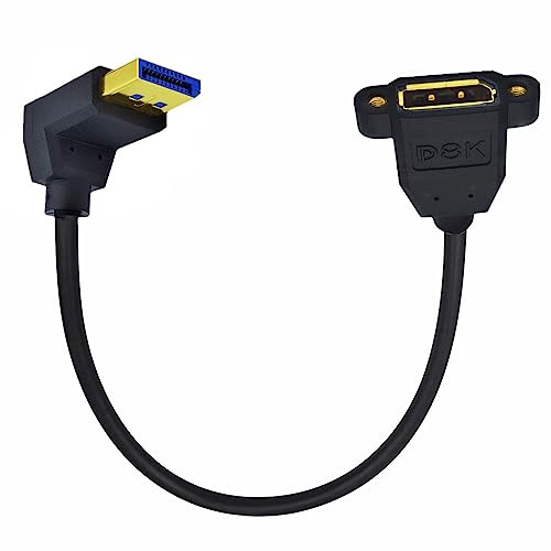CY Cable 8K DisplayPort Display Port Male to Female Extension Cable 90 Degree Angled Down