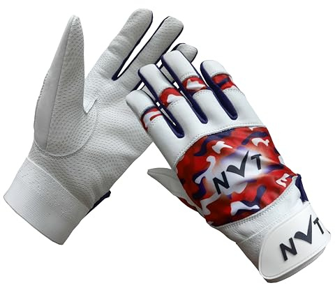 NVT Baseball Batting Gloves for Men & Youth, Genuine Leather Palm Grip