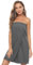 Knuffnee Damen Bademantel Frottee Sauna kilt Saunatuch Saunakilt mit Tasche und Klettverschluss Grau S/M
