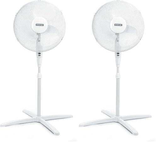 Status Standing Fan | 16 Inch Oscillating Portable Fan | 3 Speed Adjustable Angle Fan | White | S16STANDFAN1PKB (Pack of 2)