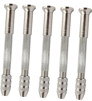 Veemoon Hand Drill Precision Pin Vise Stainless Steel 0.5-3mm Heavy Duty Modeler's Tool for Watch Repair Jewelry Engravings Woodworking 5pcs Set