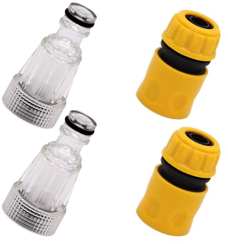 2 Pcs Pressure Washer Hose Fittings, 3/4 Inch Garden Hose Pipe Connectors and Fittings, Plastic Inlet Filter, Hose Adapter, Washer Gun Adapter for Garden & Home, AR Blue Clean COD (Yellow or Orange)