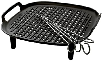 Philips Airfryer Zubehör für 4.2L Heißluftfritteuse und 7.1L Flexible Basket, Grill-Kit, Grillplatte und 4 Spieße, HD9926/00