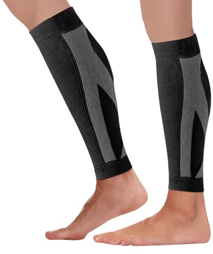 Qullmartle 2 Pezzi Polpaccio Compressione Uomo Donna,Per Sostegno E Sollievo Dei Muscoli,Fasce di compressione per polpacci per Corsa,Fitness,Sport,Calcio,Ciclismo (M)