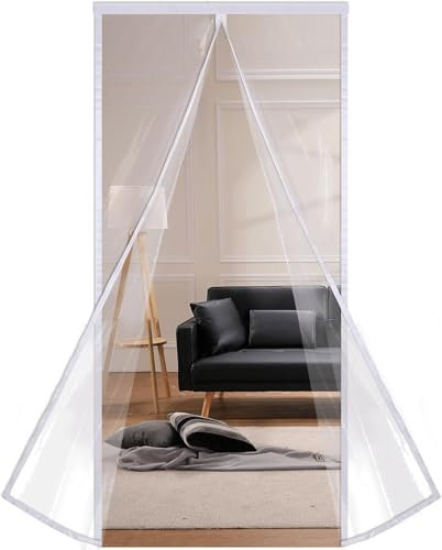 Thermovorhang Türvorhang Isolierungsvorhang Winddicht Transparent Dichtungsset für Wintertüren Automatisch Schließend 140x200cm