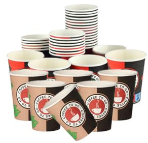 Lauroo Tasses à café – TO GO Rouge/Noir 200 ml, 8 oz Gobelets à café jetables à emporter (20 x 50) -1000 pièces