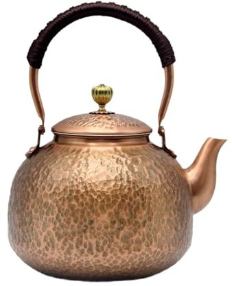 YJX Copper Tea Kettle For Stovetop, Japanese Style Non-Coating Pure Copper Teapot with Stainless Steel Infuser For Loose Tea, Large and Solid Tea Pot For 3-7 Cups (2000ml)