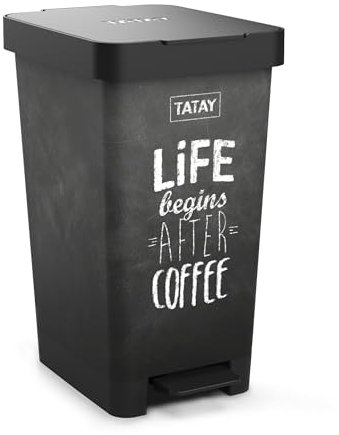 TATAY Pattumiera Cucina con Pedale Smart Deco 25L | Design Compatto e Funzionale | Interni ed Esterni | Per Sacchetti da 30L | Plastica Resistente Senza BPA | 26x36x47cm, Ardesia