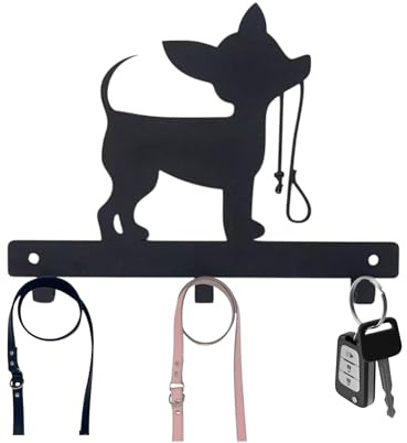 Chihuahua Dog Lead Hanger | Metal Wall Hook | Powder Coated Finish | Fixings Included | Dog Leash Holder | Gift for Dog Lovers