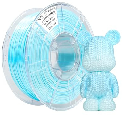 iBOSS Seide Gradient PLA+3D Drucker Filament 1,75+/-0,02 mm, 1 kg Spule (2,2lbs) Zweifarbiges PLA Pro 3D-Filament, Passend für die meisten FDM-Drucker (Farbverlauf Blau Weiß)